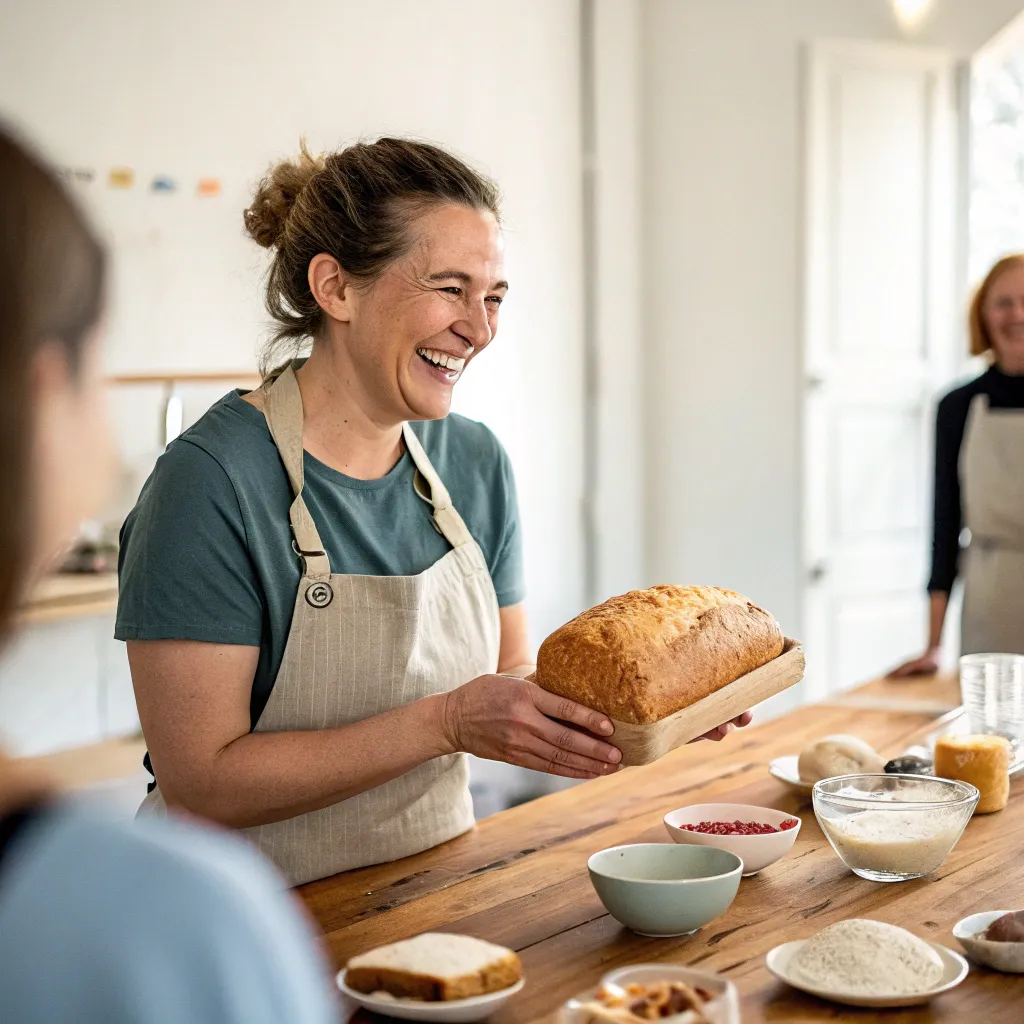 Satisfied baking class attendee